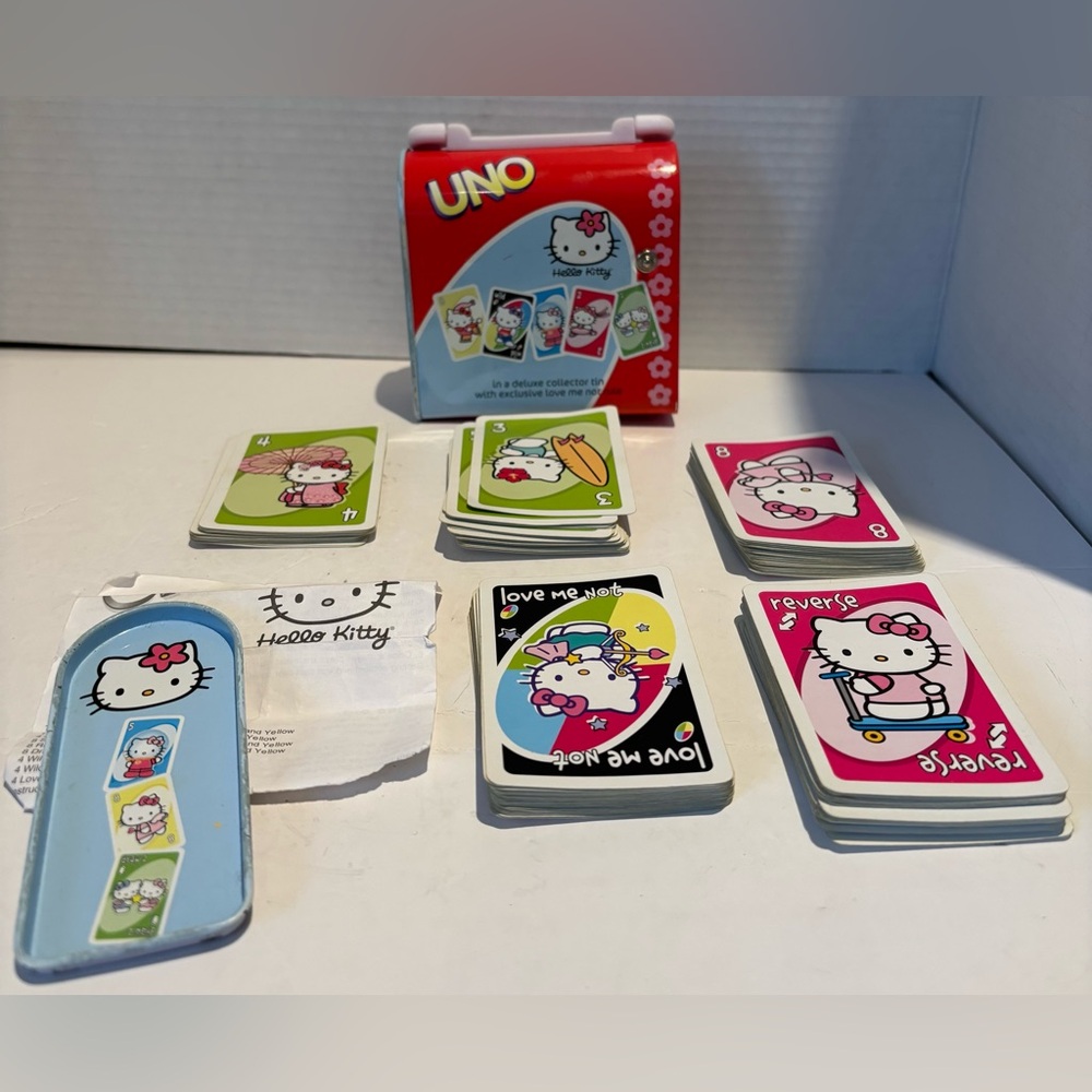 Vintage Hello Kitty Uno Deluxe Collector Tin Sanrio 2003 Complete w/Instructions